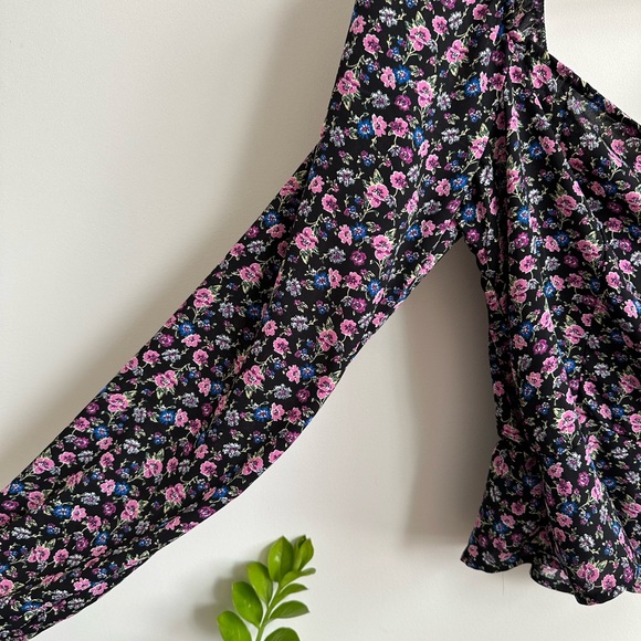 💗 NWT bohemian floral squareneck longsleeve flare bottom top- XL 🍂 - Picture 8 of 9